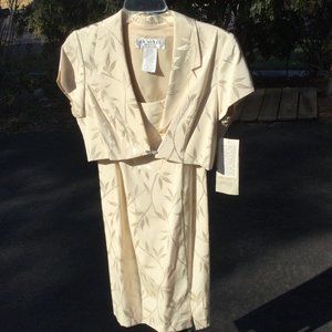 J.R.Nites Cream Bamboo Short  Jacket-Dress 2pc Suit